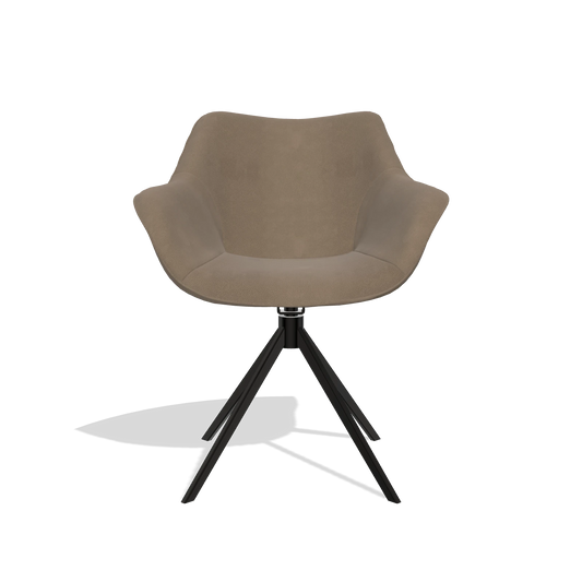 Silla de comedor Padua 6333 en Piel B402 (topo), base giratoria en negro, vista frontal