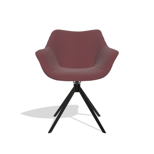 Silla de comedor Padua 6333 en Piel B554 (marrón), base giratoria en negro, vista frontal