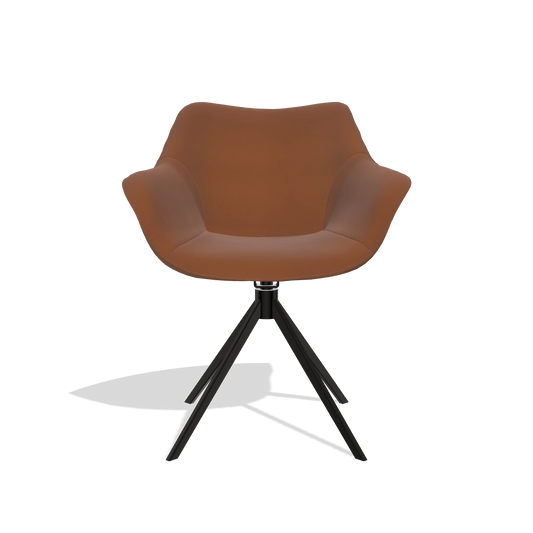 Silla de comedor Padua 6333 en Piel B912 (óxido), base giratoria en negro, vista frontal