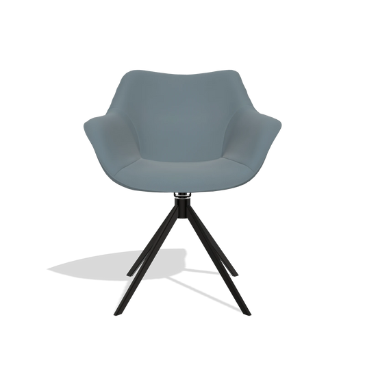 Silla de comedor Padua 6333 en Piel B963 (gris), base giratoria en negro, vista frontal