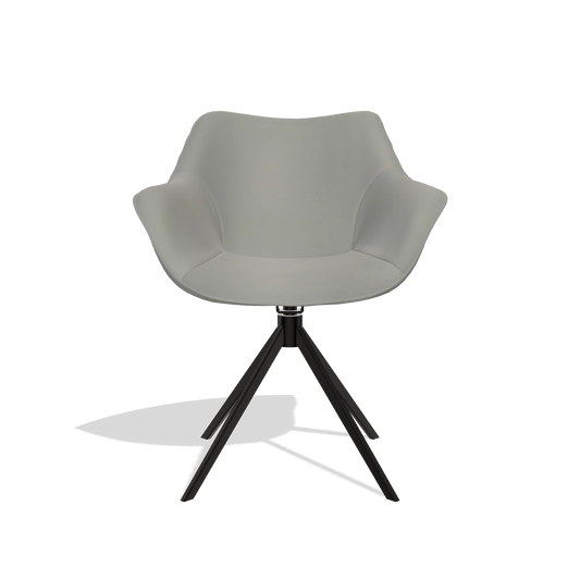 Silla de comedor Padua 6333 en Piel B967 (greige), base giratoria en negro, vista frontal