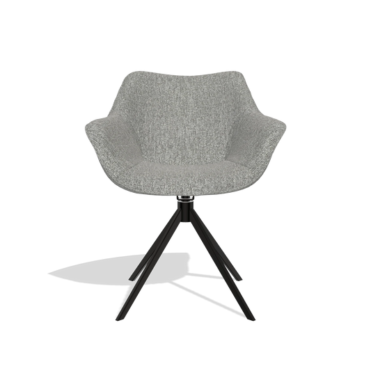 Chaise de salle à manger Padua 6333 en tissu Lodge 40 (gris), pied pivotant en noir, vue de face