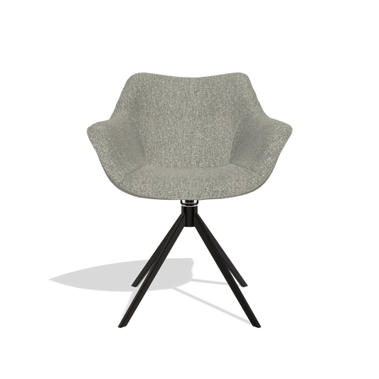 Chaise de salle à manger Padua 6333 en tissu Lodge 84 (taupe), pied pivotant en noir, vue de face