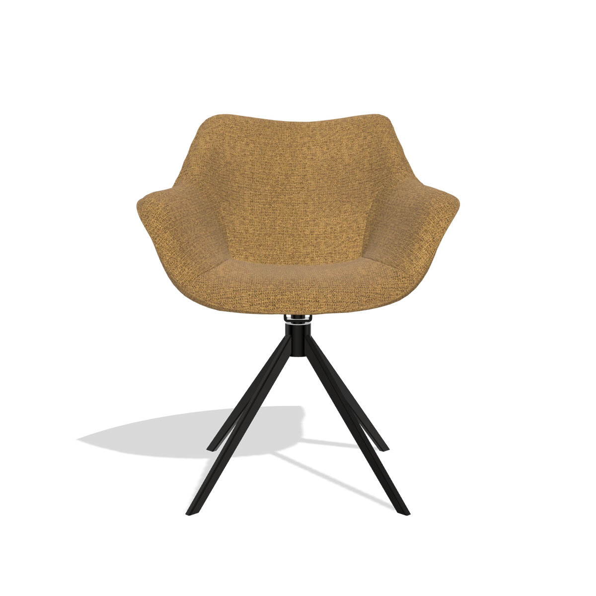 Silla de comedor Padua 6333 en tela Mito 06 (coñac), base giratoria en negro, vista frontal
