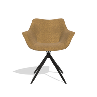 Silla de comedor Padua 6333 en tela Mito 06 (coñac), base giratoria en negro, vista frontal
