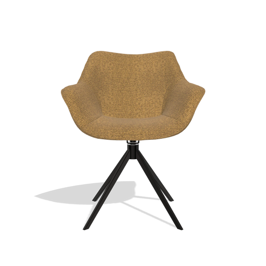 Chaise de salle à manger Padua 6333 en tissu Mito 06 (cognac), pied pivotant en noir, vue de face