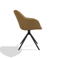Silla de comedor Padua 6333 en tela Mito 06 (coñac), base giratoria en negro, vista lateral