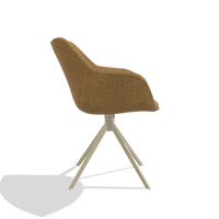 Silla de comedor Padua 6333 en tela Mito 06 (coñac), base giratoria en champán, vista lateral