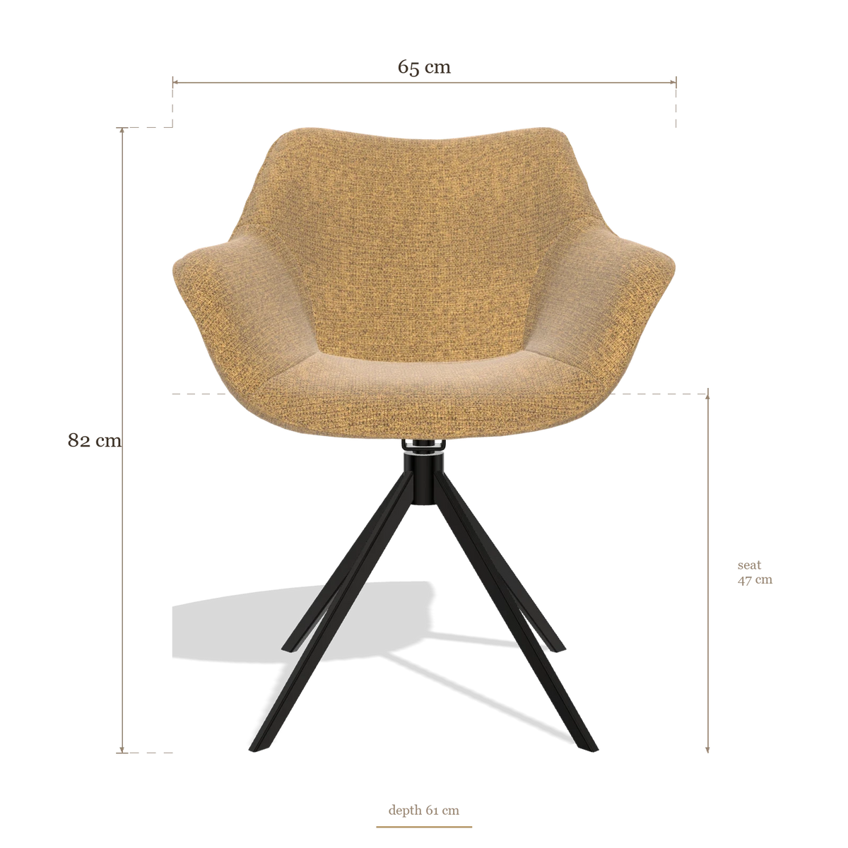 Silla de comedor Padua 6333, medidas 65 x 61 x 82 cm