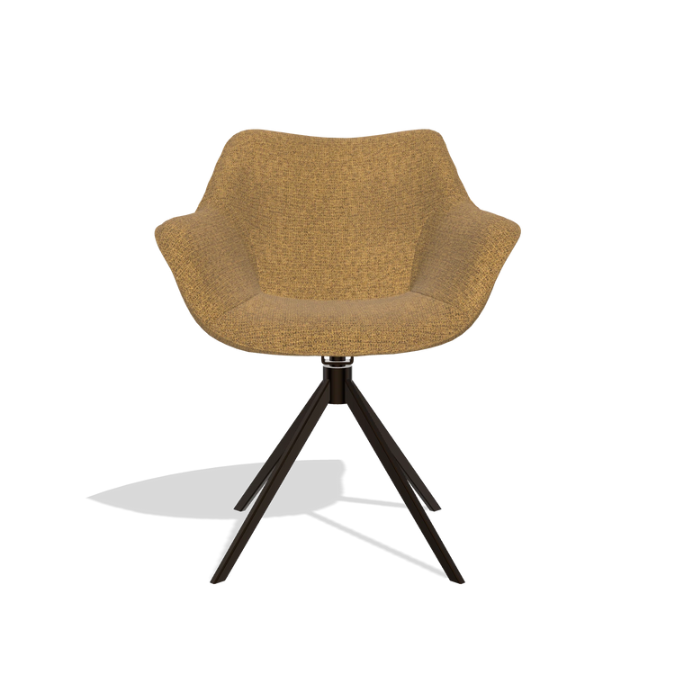 Silla de comedor Padua 6333 en tela Mito 06 (coñac), base giratoria en espresso, vista frontal