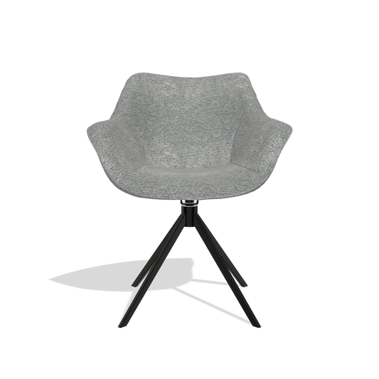 Chaise de salle à manger Padua 6333 en tissu Mito 97 (taupe), pied pivotant en noir, vue de face