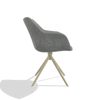 Chaise de salle à manger Padua 6333 en tissu Mito 97 (taupe), pied pivotant en champagne, vue de profil