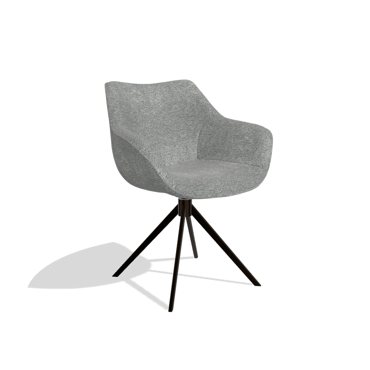 Chaise de salle à manger Padua 6333 en tissu Mito 97 (taupe), pied pivotant en espresso, vue de trois-quarts