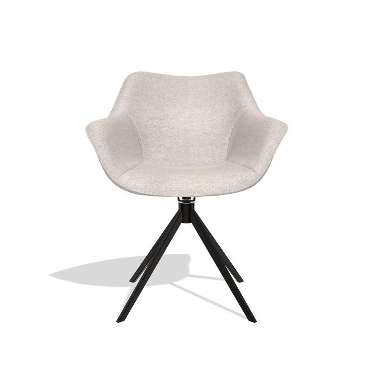 Sedia da pranzo Padua 6333 in tessuto Oasis 01 (grigio chiaro), base girevole in nero, vista frontale