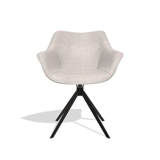 Chaise de salle à manger Padua 6333 en tissu Oasis 01 (gris clair), pied pivotant en noir, vue de face