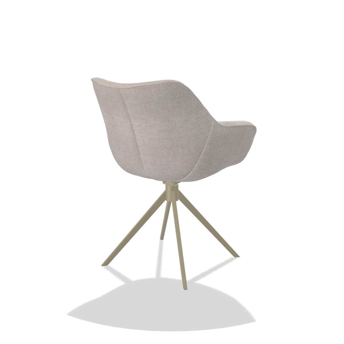 Sedia da pranzo Padua 6333 in tessuto Oasis 01 (grigio chiaro), base girevole in champagne, vista posteriore angolata
