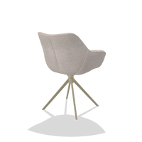 Sedia da pranzo Padua 6333 in tessuto Oasis 01 (grigio chiaro), base girevole in champagne, vista posteriore angolata