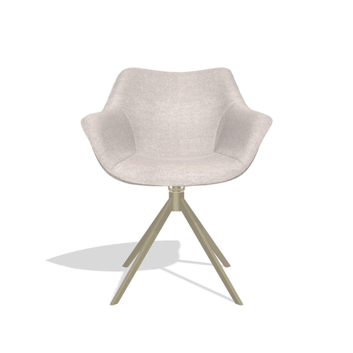 Sedia da pranzo Padua 6333 in tessuto Oasis 01 (grigio chiaro), base girevole in champagne, vista frontale