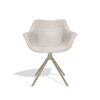 Sedia da pranzo Padua 6333 in tessuto Oasis 01 (grigio chiaro), base girevole in champagne, vista frontale