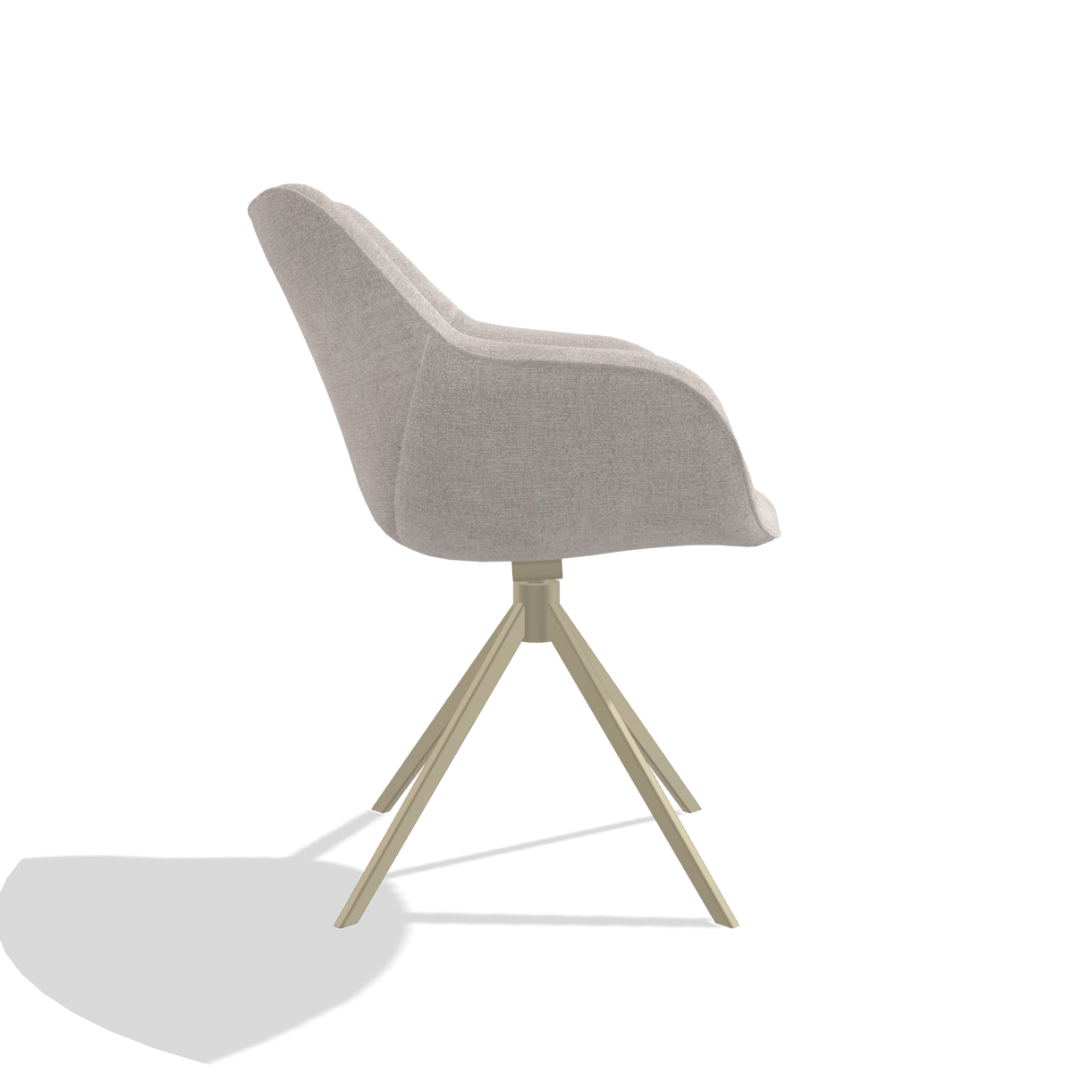 Sedia da pranzo Padua 6333 in tessuto Oasis 01 (grigio chiaro), base girevole in champagne, vista laterale