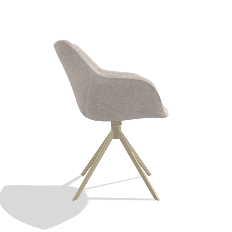 Sedia da pranzo Padua 6333 in tessuto Oasis 01 (grigio chiaro), base girevole in champagne, vista laterale