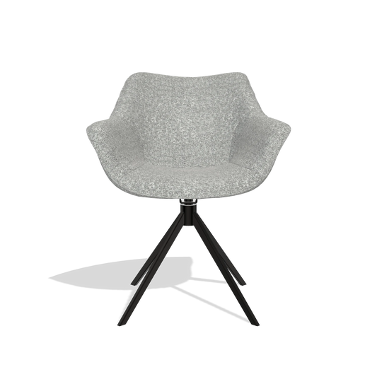 Chaise de salle à manger Padua 6333 en tissu Oasis 40 (grège), pied pivotant en noir, vue de face