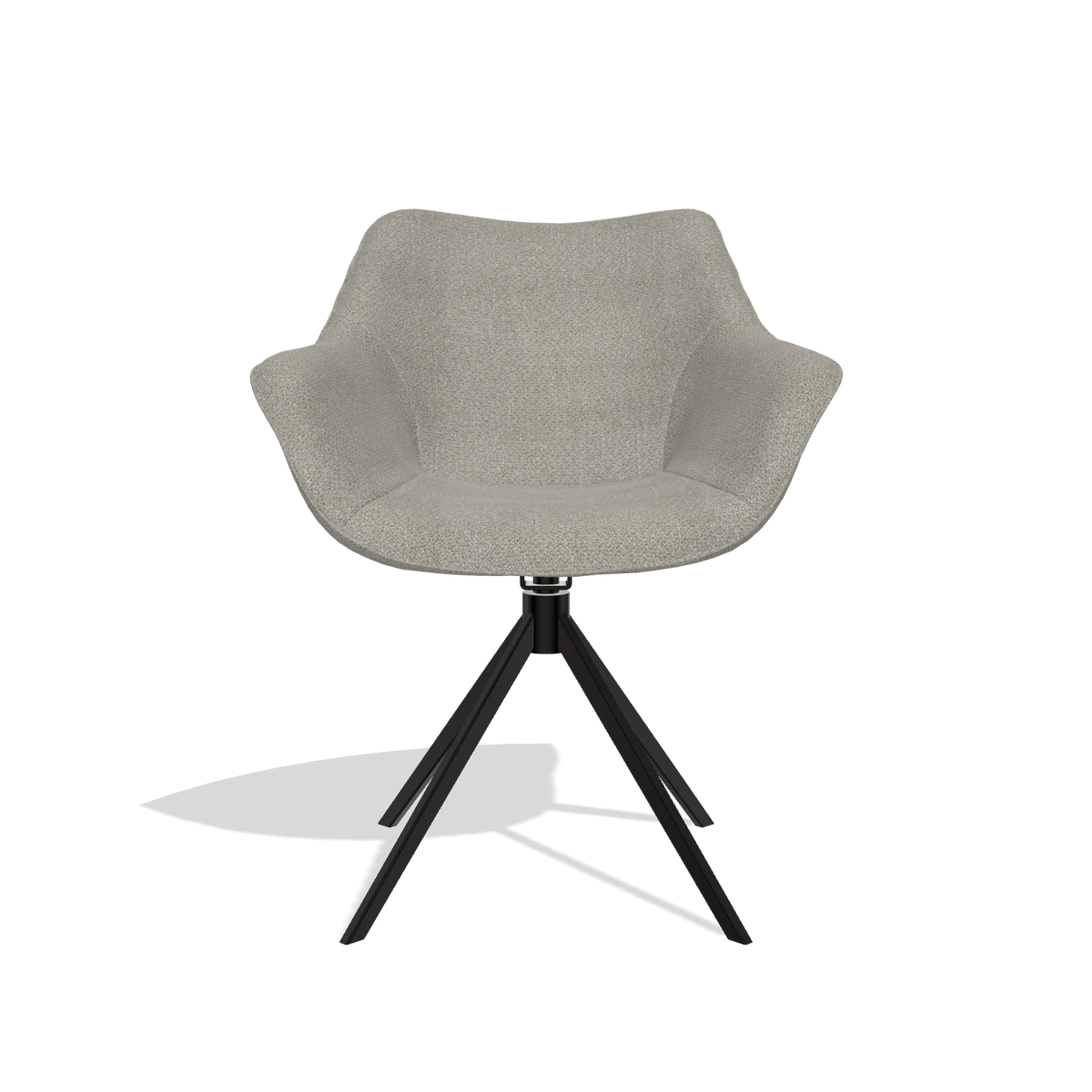 Sedia da pranzo Padua 6333 in tessuto Rhythm 84 (grigio), base girevole in nero, vista frontale