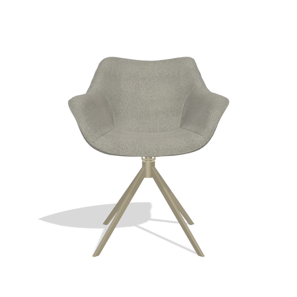 Sedia da pranzo Padua 6333 in tessuto Rhythm 84 (grigio), base girevole in champagne, vista frontale