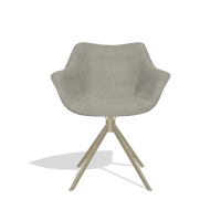 Sedia da pranzo Padua 6333 in tessuto Rhythm 84 (grigio), base girevole in champagne, vista frontale