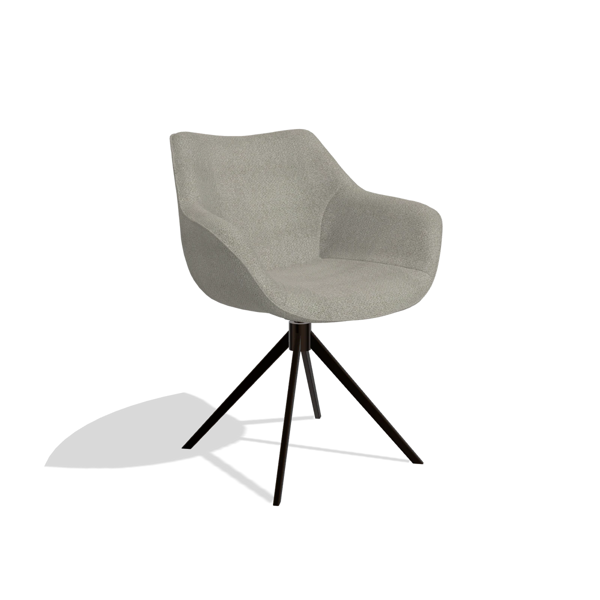 Sedia da pranzo Padua 6333 in tessuto Rhythm 84 (grigio), base girevole in espresso, vista angolata