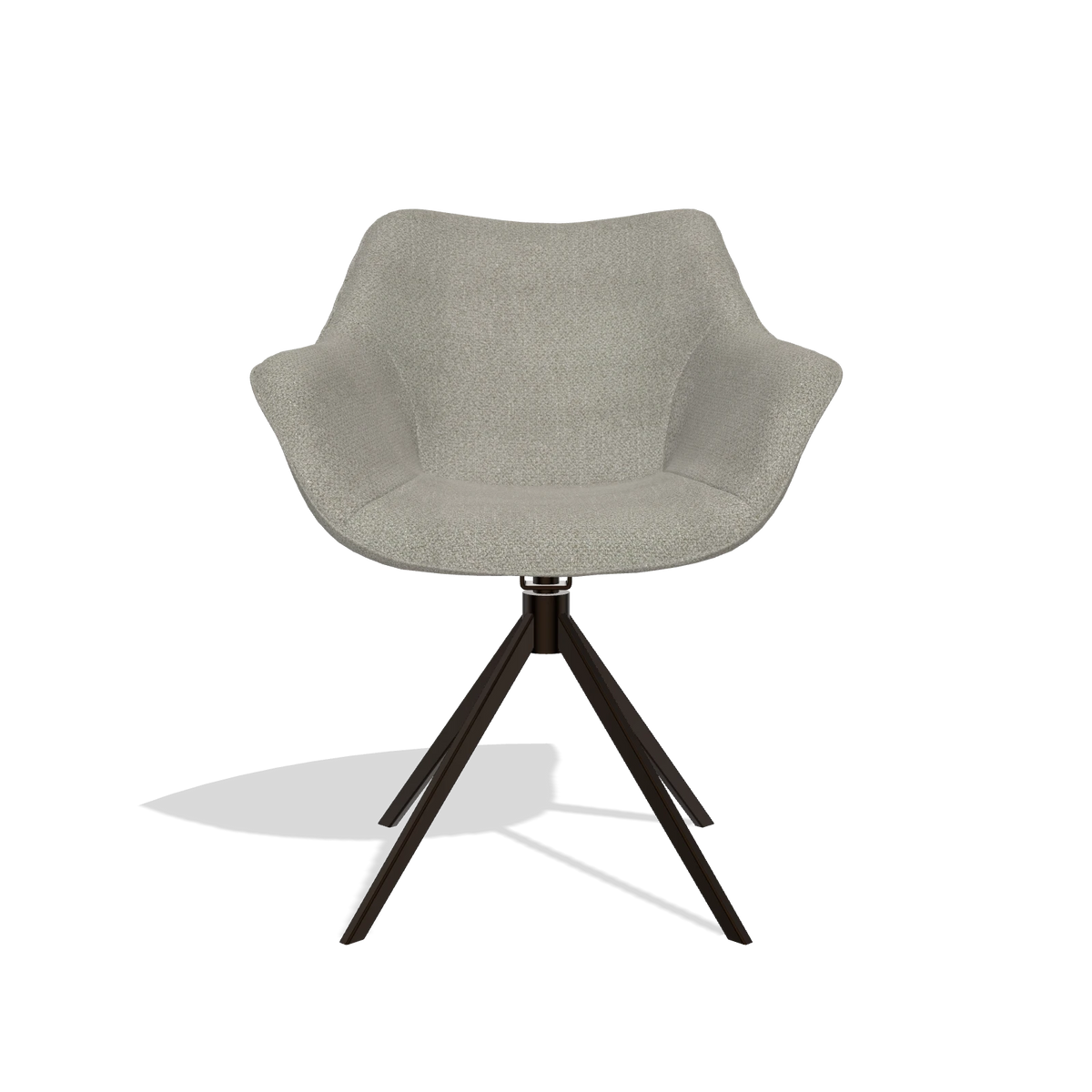 Sedia da pranzo Padua 6333 in tessuto Rhythm 84 (grigio), base girevole in espresso, vista frontale