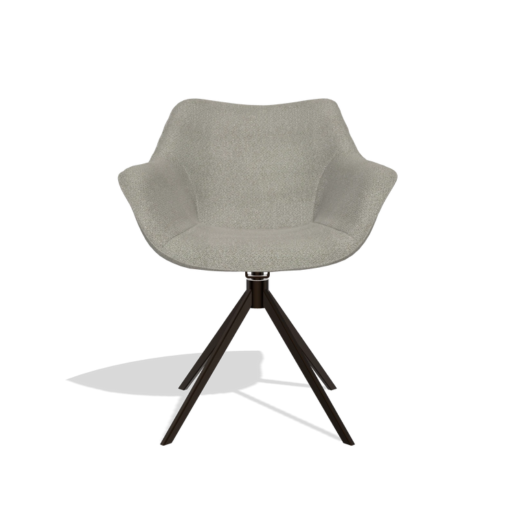 Sedia da pranzo Padua 6333 in tessuto Rhythm 84 (grigio), base girevole in espresso, vista frontale