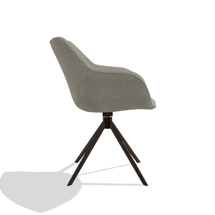 Sedia da pranzo Padua 6333 in tessuto Rhythm 84 (grigio), base girevole in espresso, vista laterale