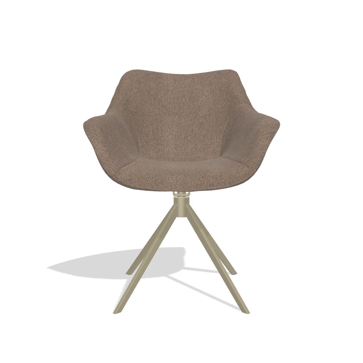 Chaise de salle à manger Padua 6333 en tissu San Remo 201 (olive), pied pivotant en champagne, vue de face