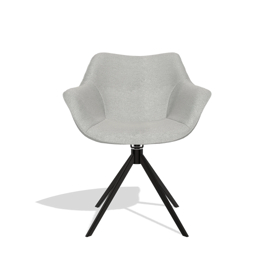 Dining Chair Padua 6333 in Sneak 110 fabric (greige), black swivel base, front view
