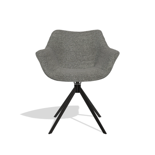 Dining Chair Padua 6333 in Sneak 12 fabric (dark grey), black swivel base, front view