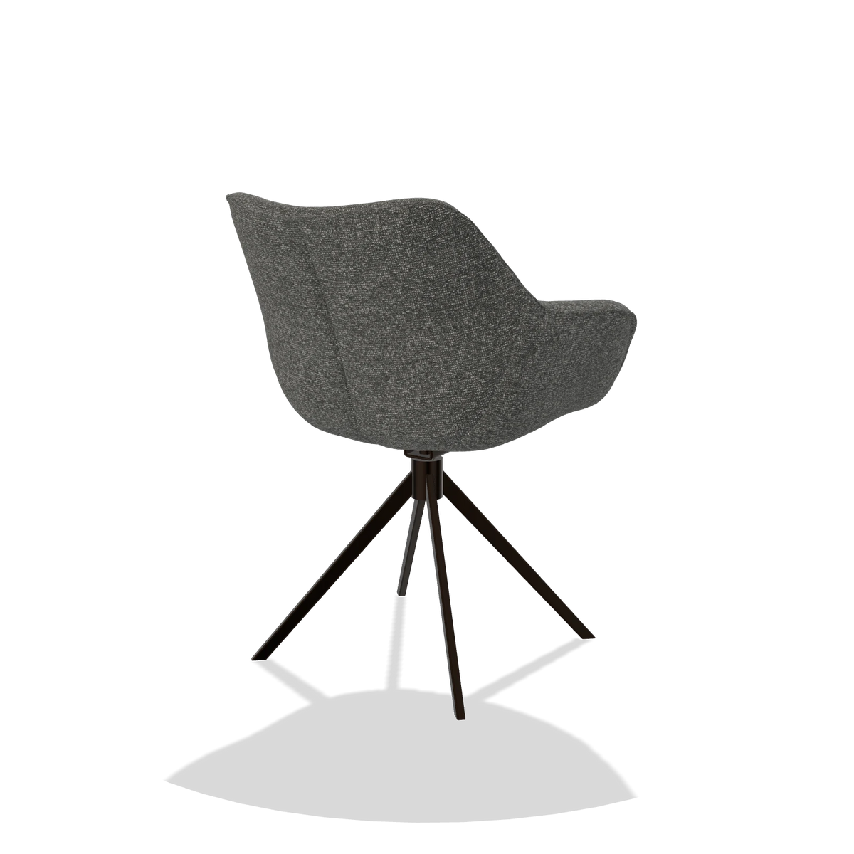 Eetkamerstoel Padua 6333 in stof Sneak 65 (donkergrijs), draaivoet in espresso, schuin achteraanzicht