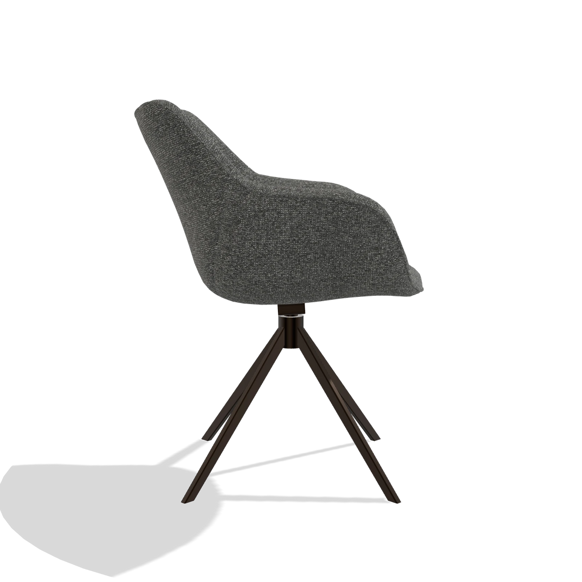 Eetkamerstoel Padua 6333 in stof Sneak 65 (donkergrijs), draaivoet in espresso, zijaanzicht