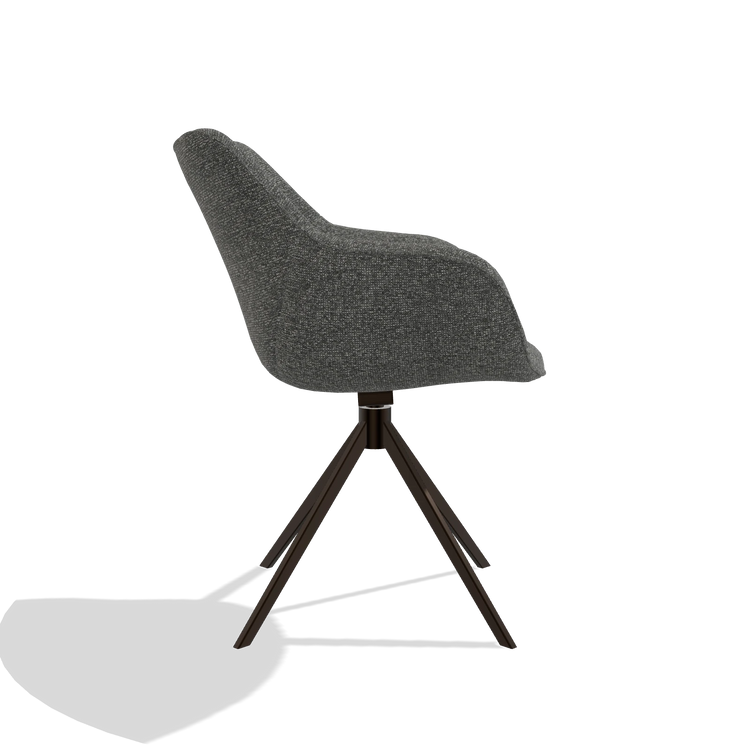 Eetkamerstoel Padua 6333 in stof Sneak 65 (donkergrijs), draaivoet in espresso, zijaanzicht