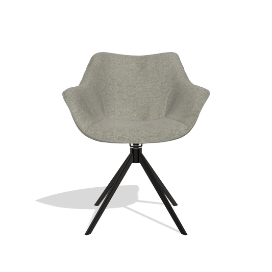 Esszimmerstuhl Padua 6333 in Stoff Stella 10 (Taupe), Drehfuß in Schwarz, Vorderansicht