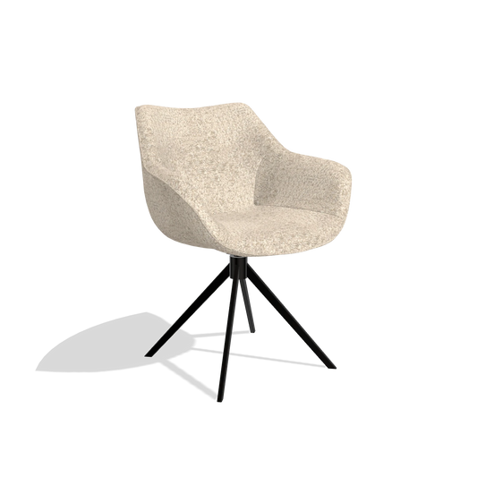 Esszimmerstuhl Padua 6333 in Stoff Venga 214 (Hellgrau), Drehfuß in Schwarz, Schrägansicht