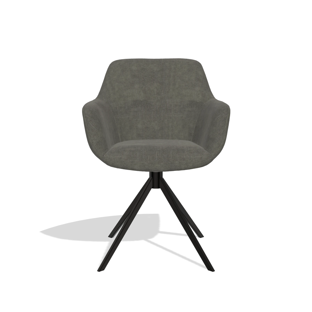 Sedia da pranzo Pavia 6687 in tessuto Adore 156 (grigio scuro), base girevole in nero, vista frontale