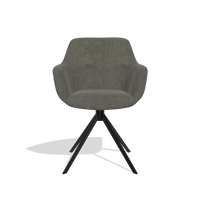 Sedia da pranzo Pavia 6687 in tessuto Adore 156 (grigio scuro), base girevole in nero, vista frontale