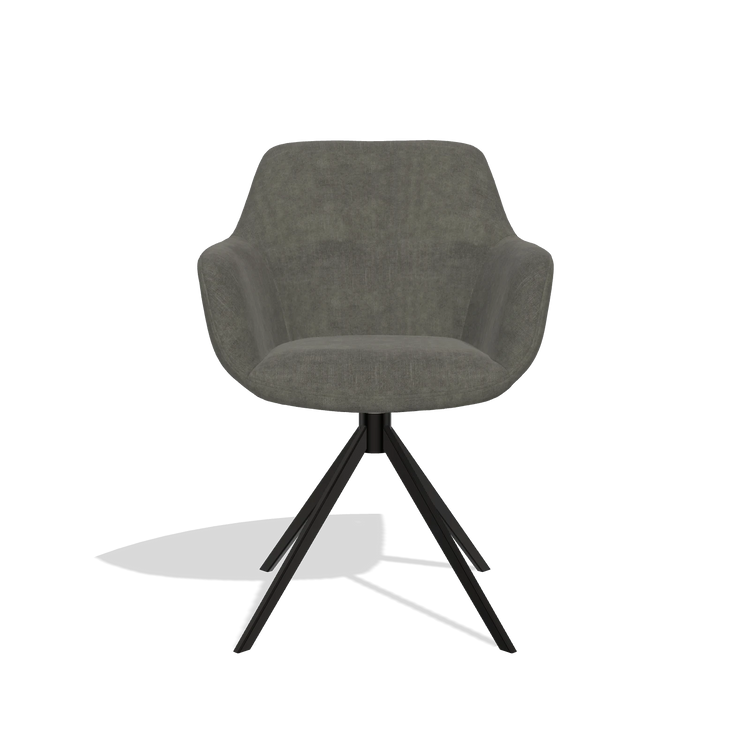 Sedia da pranzo Pavia 6687 in tessuto Adore 156 (grigio scuro), base girevole in nero, vista frontale