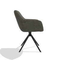 Sedia da pranzo Pavia 6687 in tessuto Adore 156 (grigio scuro), base girevole in nero, vista laterale