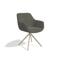Sedia da pranzo Pavia 6687 in tessuto Adore 156 (grigio scuro), base girevole in champagne, vista angolata