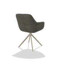 Sedia da pranzo Pavia 6687 in tessuto Adore 156 (grigio scuro), base girevole in champagne, vista posteriore angolata