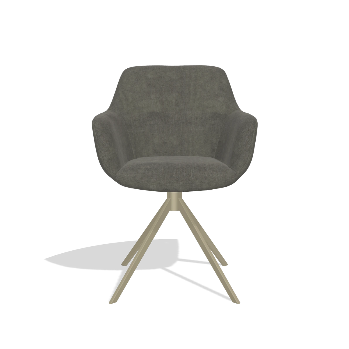 Sedia da pranzo Pavia 6687 in tessuto Adore 156 (grigio scuro), base girevole in champagne, vista frontale
