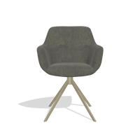 Sedia da pranzo Pavia 6687 in tessuto Adore 156 (grigio scuro), base girevole in champagne, vista frontale
