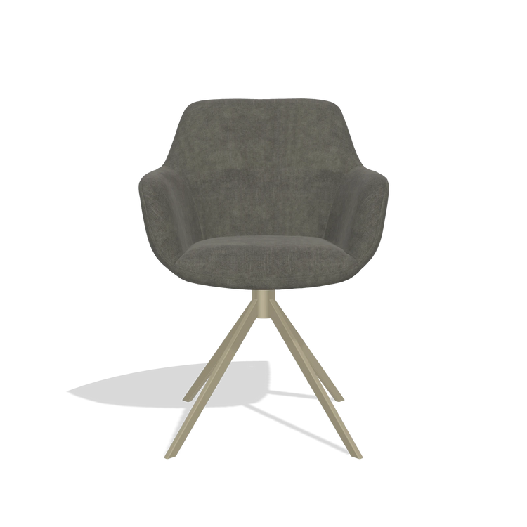 Sedia da pranzo Pavia 6687 in tessuto Adore 156 (grigio scuro), base girevole in champagne, vista frontale